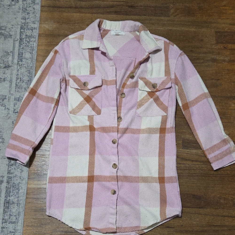 🔴2/$15 No Comment Plaid Shacket